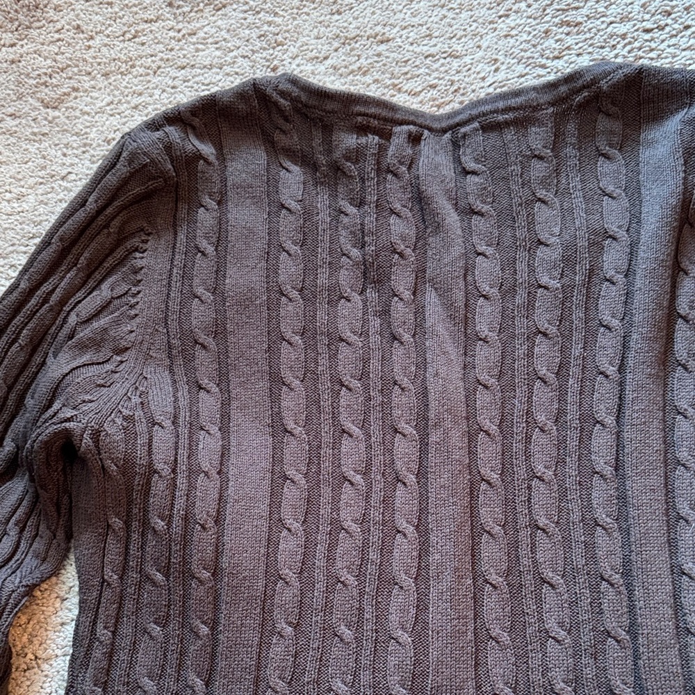 Croft & Barrow Women's Chocolate Brown Cotton Cable Knit Cardigan Sweater. - Picture 8 of 11